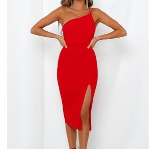 Bright red Hello Molly midi dress